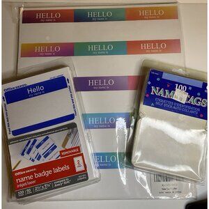 Mixed Lot Name Badges - 450+ ct Meeting Tags Labels ID Stickers Peel Stick